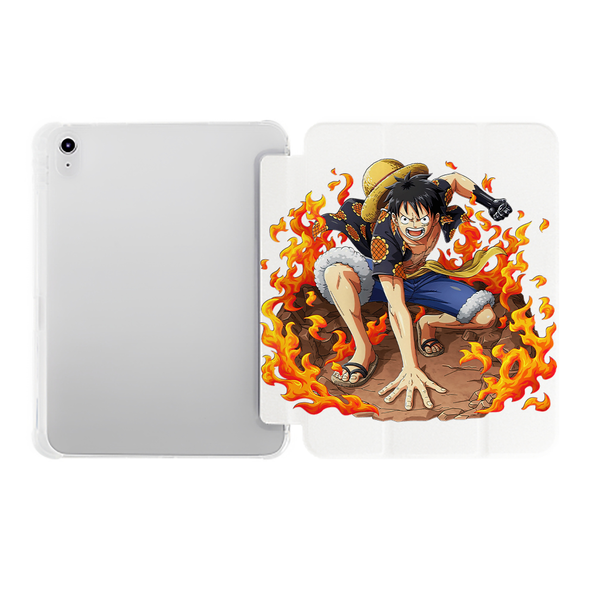 （画像用） ワンピース モンキー・D・ルフィ ONE PIECE Monkey D. Luffy IPad ケース ペン収納付き 三つ折りスタンド PUレザー×シリコン 対応機種9.5/10.5/10.9インチ